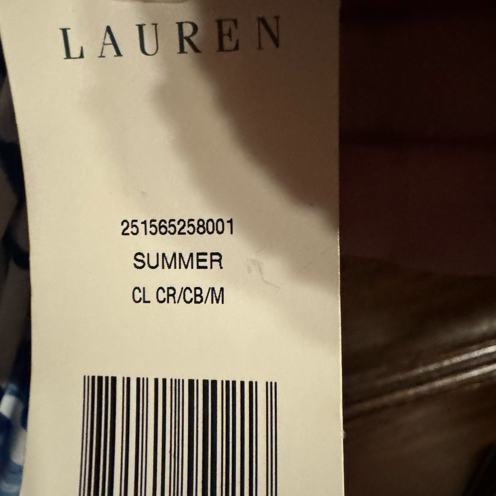 Lauren Ralph Lauren Blue and White Ruched Midi Dress, NWT, Size 8P - Picture 3 of 10